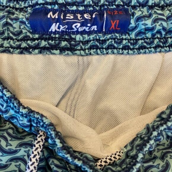Mister Mr Swim Men's Lined Swim Trunks Bathing Suit Dolphins Size XL EUC - Picture 6 of 11